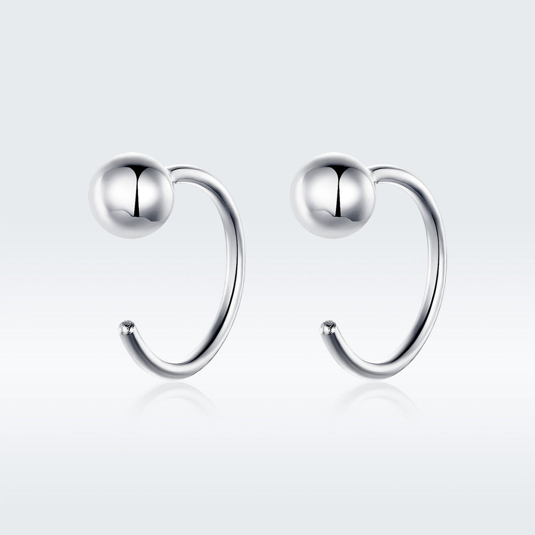 925 Sterling Silver Earrings with Plated Platinum, 1cm Diameter for Women