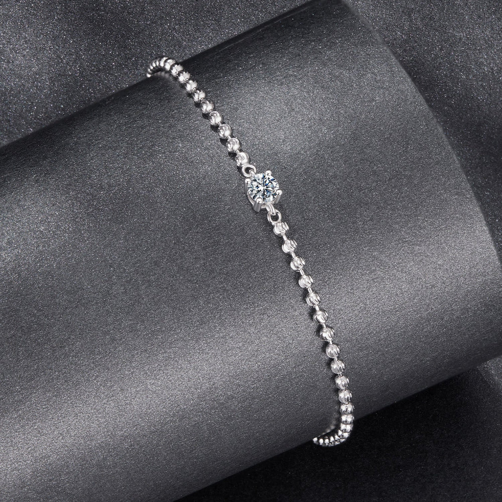 925 Sterling Silver Moissanite Bracelet 15+6cm with White Gold Plating for Women