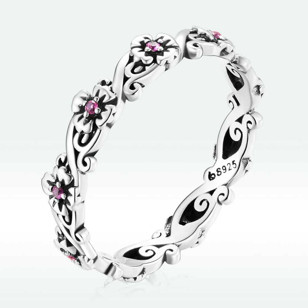 925 Sterling Silver Oxidized CZ Pavé Ring Size 6 for Women