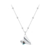 925 Sterling Silver Necklace with Transparent Glass, 18x15mm Pendant for Women
