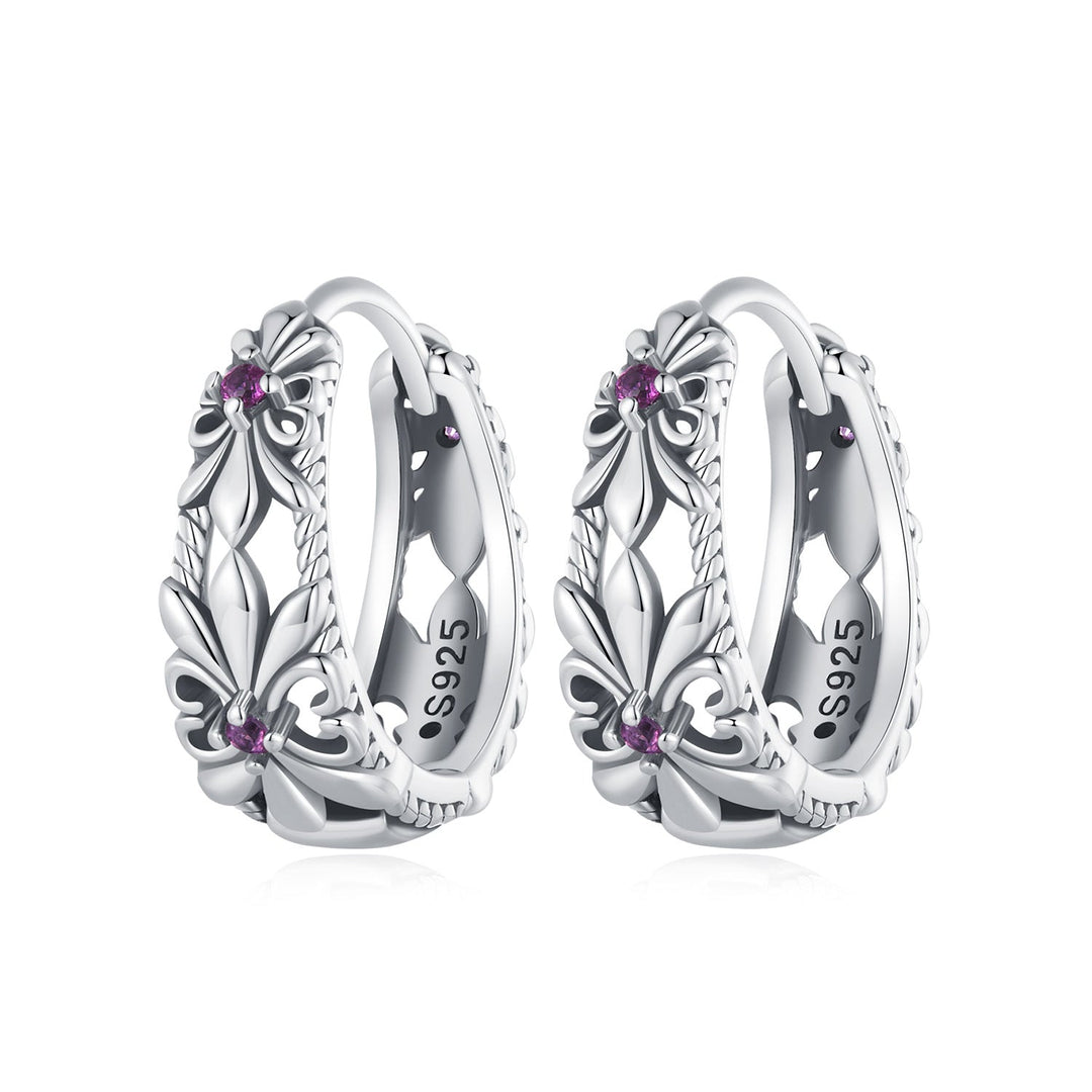925 Sterling Silver Earrings with Pavé Setting and Oxidized Finish
