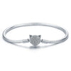 925 Sterling Silver Bracelet with Cat Head Charm, 17cm for Women