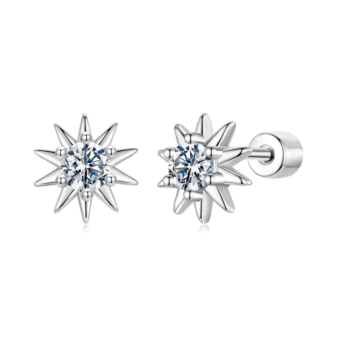 925 Sterling Silver Moissanite 0.10 Carat Earrings for Women - 0.7cm Size