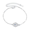 925 Sterling Silver + White Gold Plated 15cm Adjustable Bracelet with CZ and Synthetic Spinel for Women