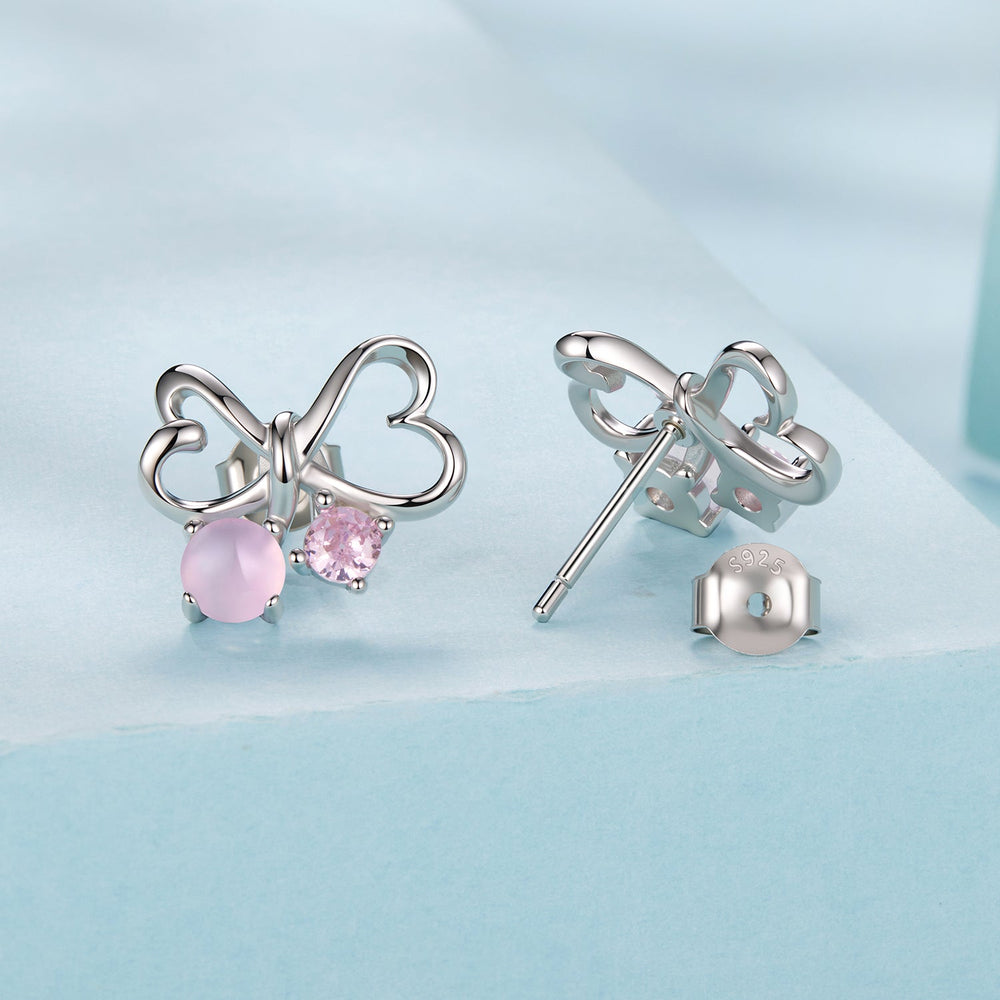 925 Sterling Silver Earrings with Pavé Setting CZ and Transparent Glass for Women