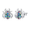 925 Sterling Silver Earrings with Pavé Setting CZ, Oxidized Silver, 0.7*0.8 cm for Women