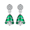 925 Sterling Silver Earrings with Enamel and Pavé Set CZ in Oxidized Silver