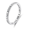 925 Sterling Silver Oxidized 0.18cm Wide Pavé Setting CZ Ring for Women - Size 6.0