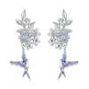 925 Sterling Silver Earrings with Nano Opal Stone and White Gold Plating