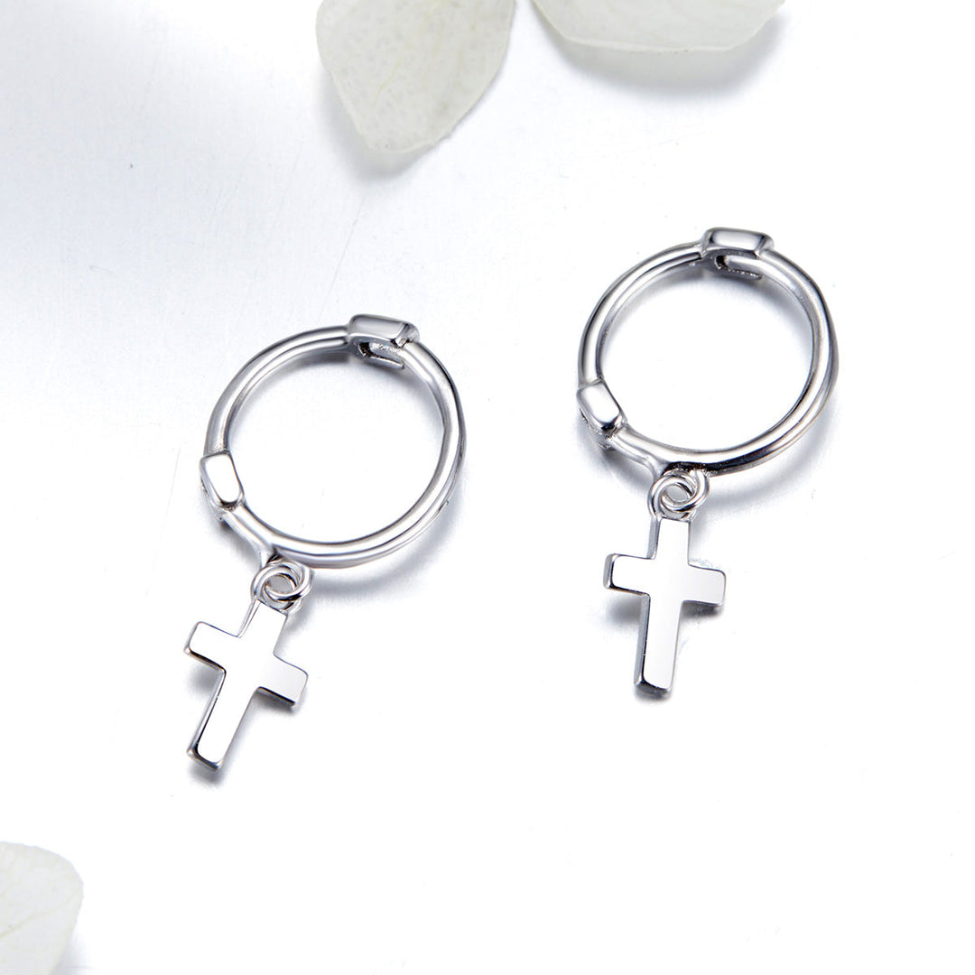 925 Sterling Silver Earrings Plated Platinum 1.9*0.5cm for Women