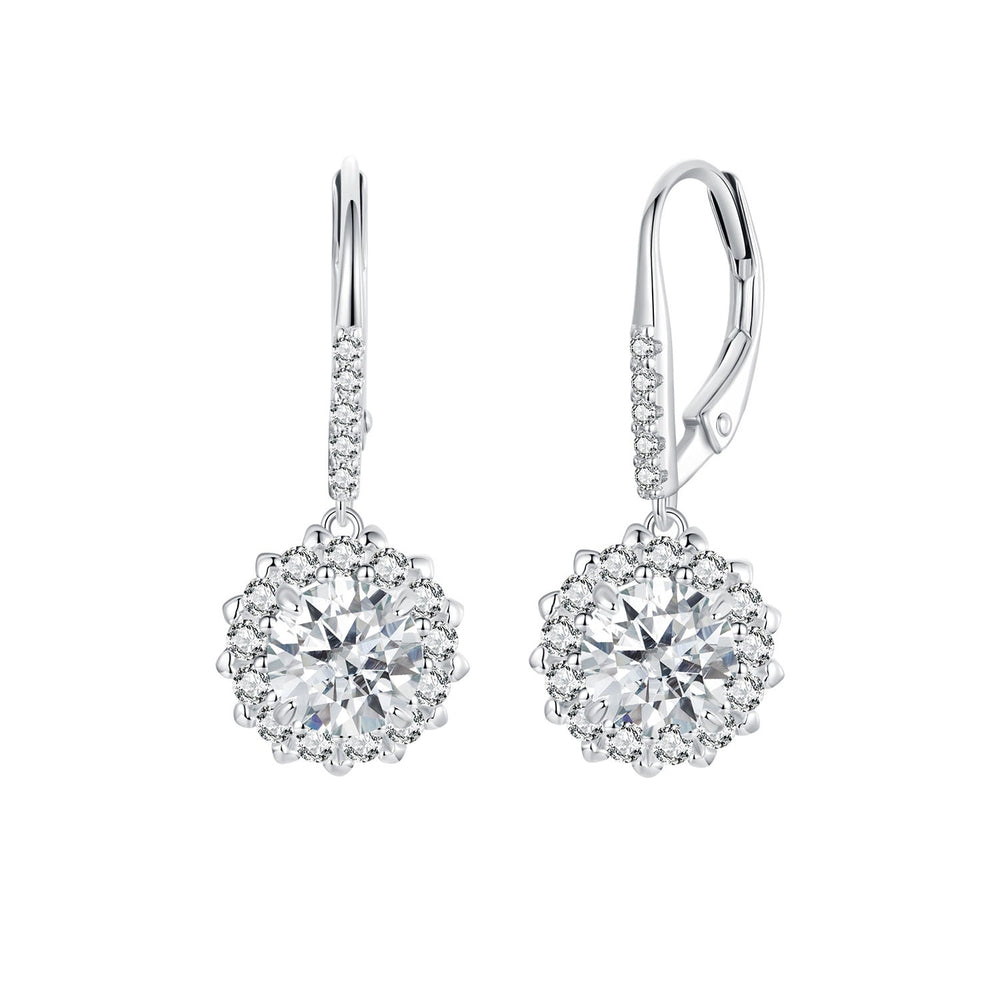 925 Sterling Silver Moissanite 1ct Earrings 26x11mm Pavé White Gold for Women