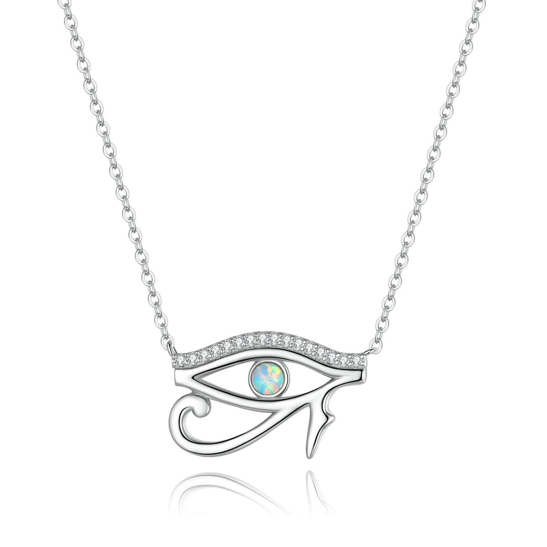 925 Sterling Silver Opal Necklace with CZ and Platinum Plating, Adjustable Length 45cm, Women’s Jewelry