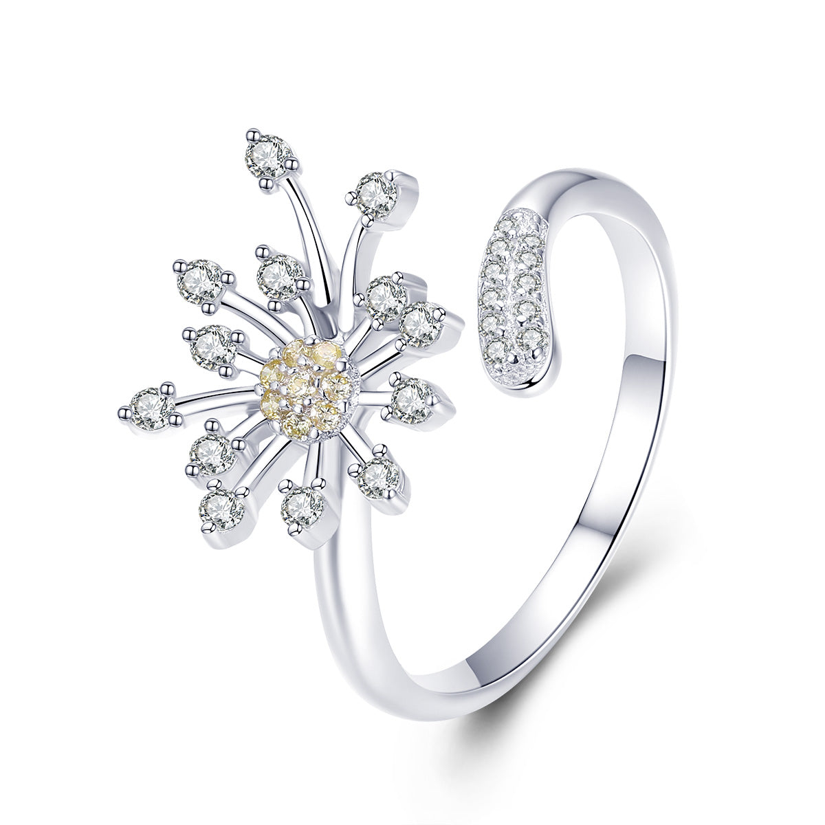 Anillo de plata de ley 925 con baño de platino y circonitas engastadas en pavé