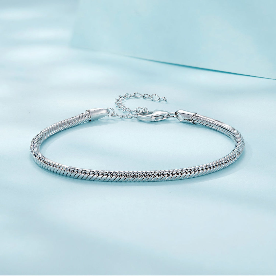 925 Sterling Silver Plated Platinum Bracelet with Adjustable Length for Women