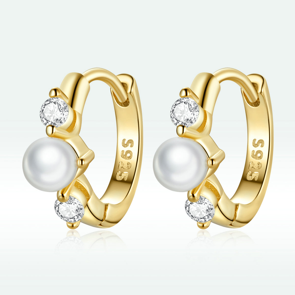 925 Sterling Silver Pavé CZ Gold Plated 1x0.5cm Earrings for Women - image 5 of 8