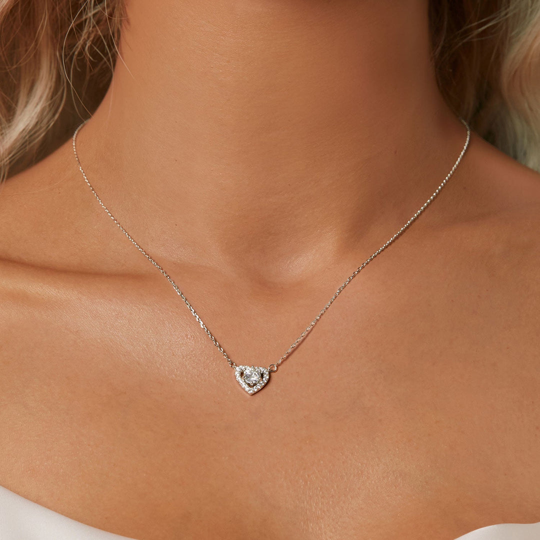 925 Sterling Silver Moissanite 0.5 Carat Necklace with CZ for Women