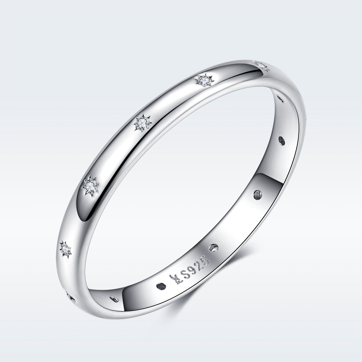 925 Sterling Silver Size 6.0 Plated Platinum Pavé Setting CZ Ring for Women - image 2 of 2