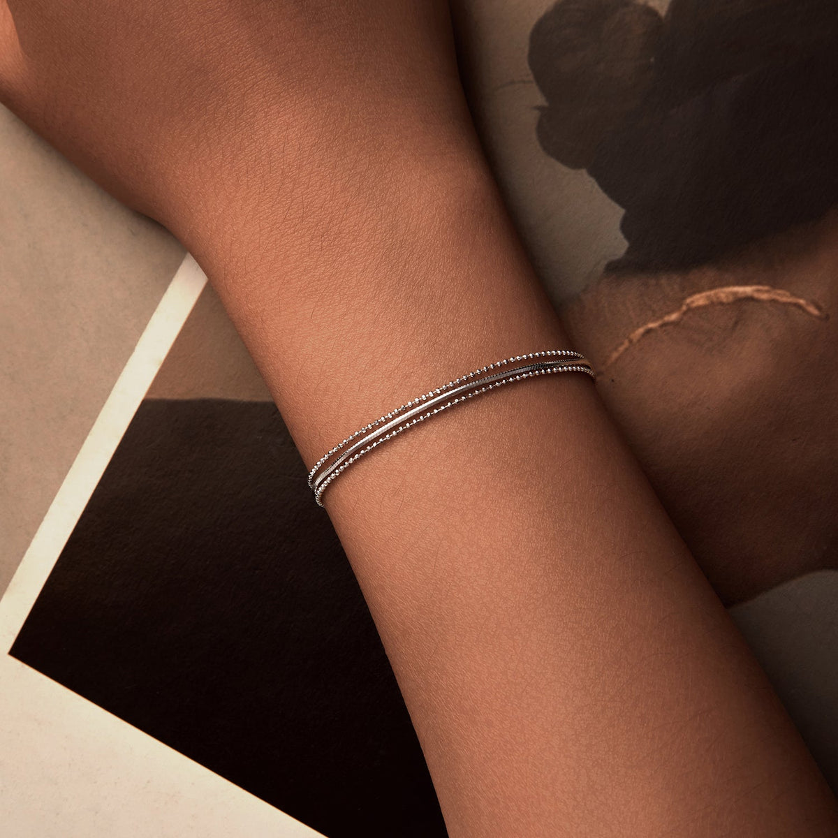 925 Sterling Silver & White Gold Plated Bracelet - image 5 of 7