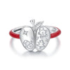 925 Sterling Silver Enamel Pavé CZ Ring for Women Size 1.3 cm