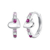 925 Sterling Silver Earrings with Pavé Setting CZ in White Gold, 1.2*0.6cm for Women