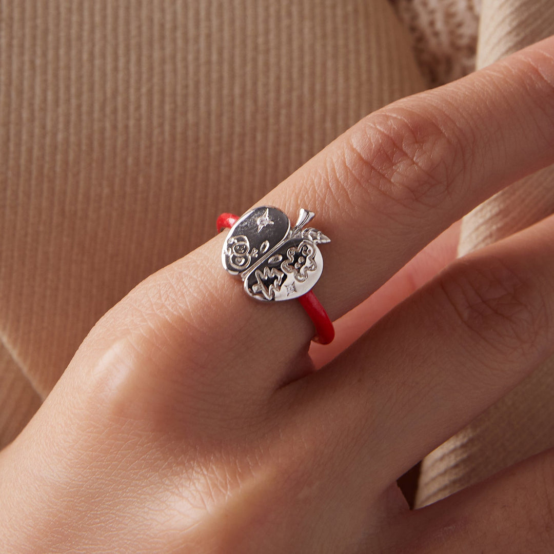 925 Sterling Silver Enamel Pavé CZ Ring for Women Size 1.3 cm