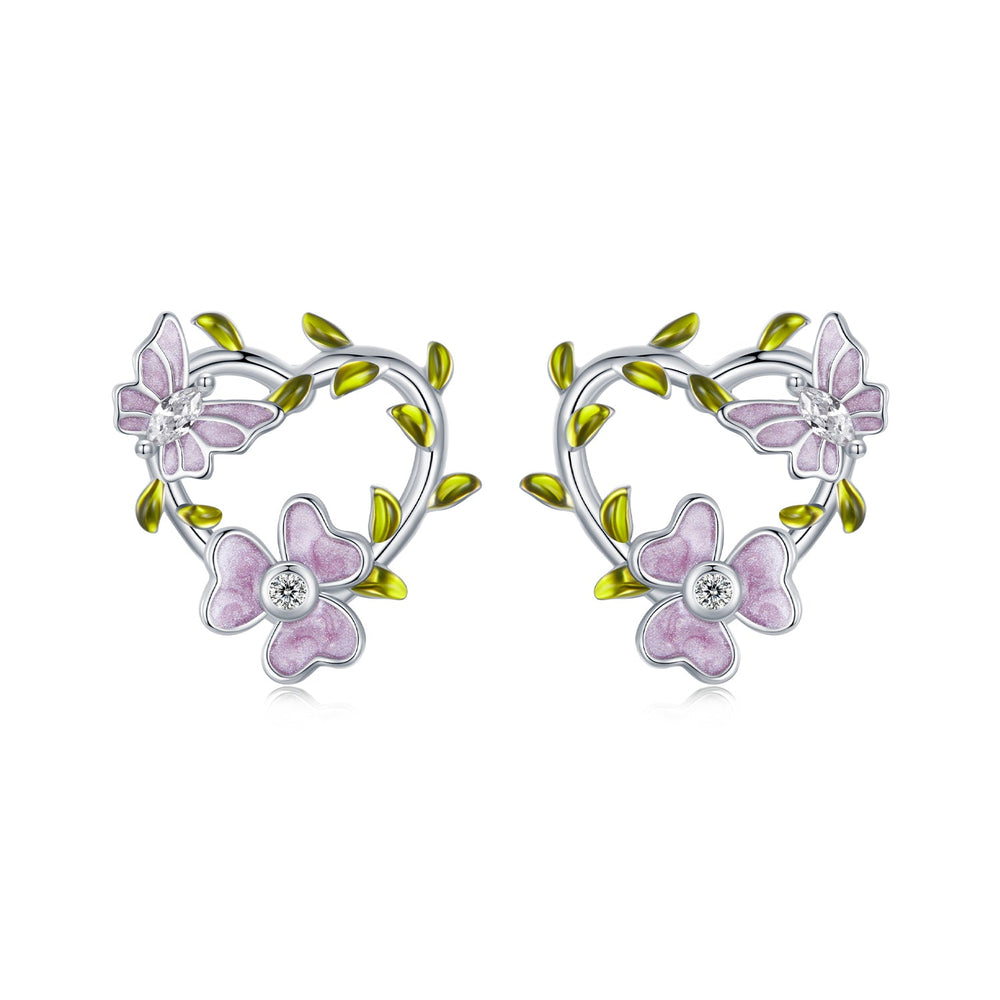 925 Sterling Silver Enamel CZ Plated Earrings