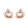 925 Sterling Silver Rose Gold Plated Pavé CZ Earrings for Women