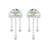 925 Sterling Silver Earrings with Pavé Setting CZ and Transparent Glass