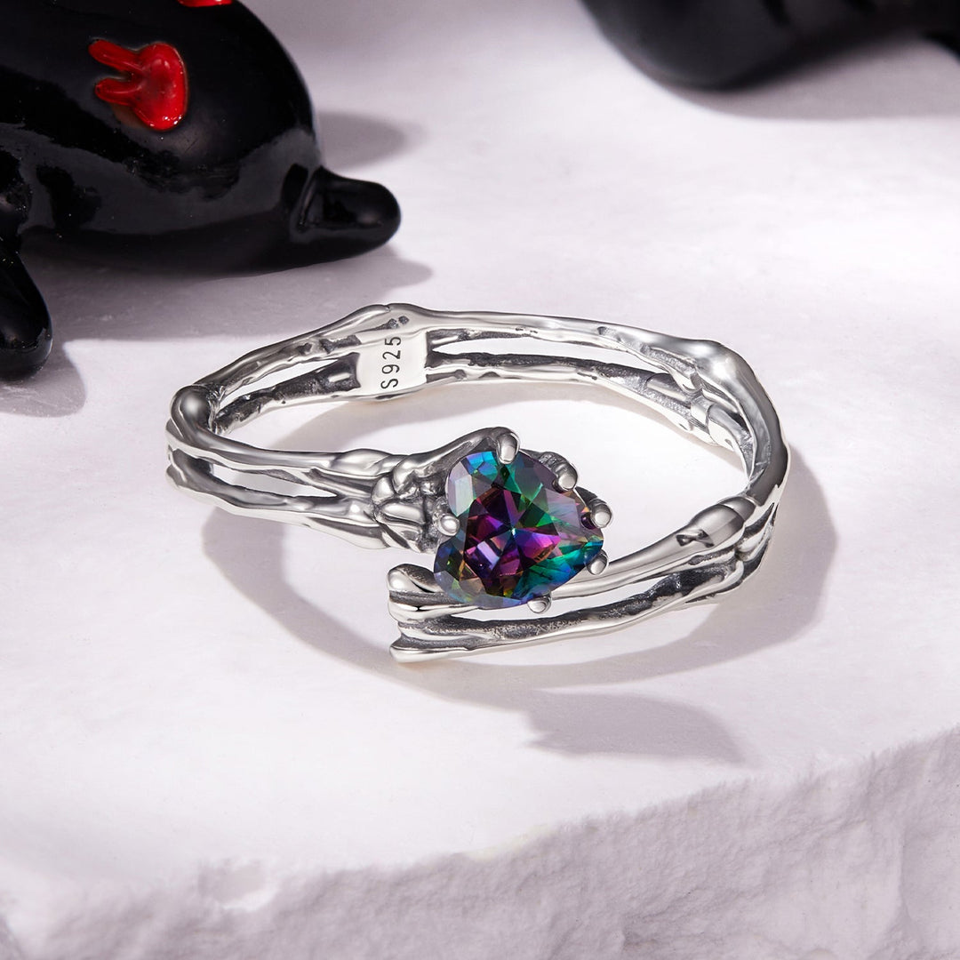 925 Sterling Silver Ring with Heart Design, 0.55cm Heart Size, Women’s Jewelry
