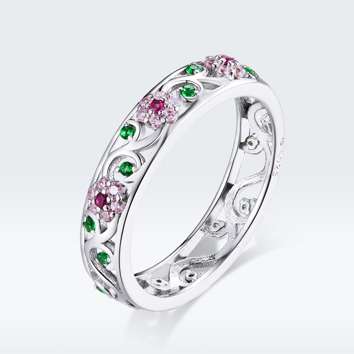 Anillo de plata de ley 925 con pavé de circonitas - Talla 6.0