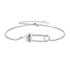 925 Sterling Silver Bracelet with CZ Pendant - 160mm Length and 8x26mm Pendant Size for Women