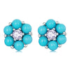 925 Sterling Silver Turquoise Pavé Setting CZ Earrings for Women