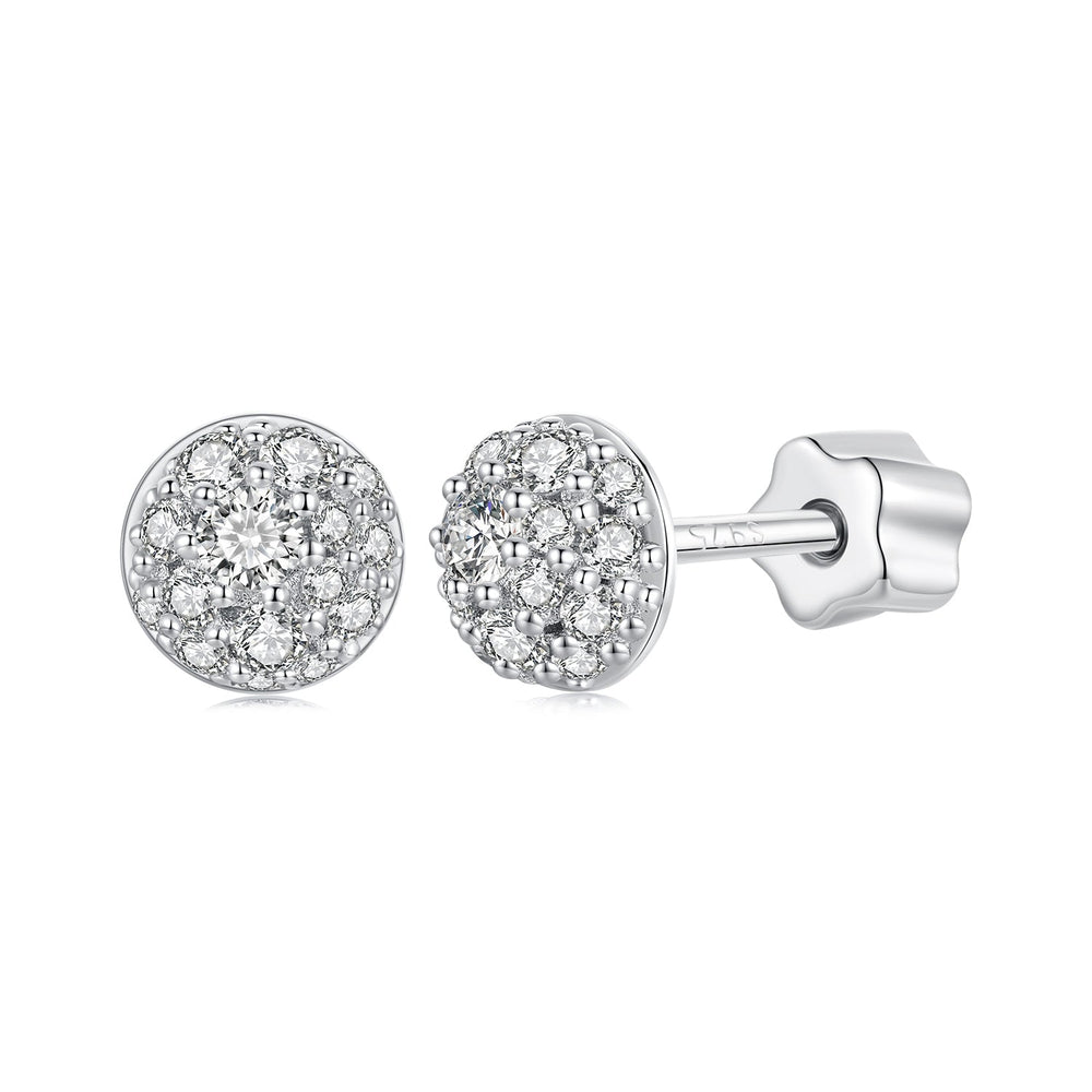 925 Sterling Silver White Gold Plated Moissanite Earrings Size 10mm for Women