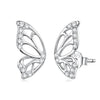 925 Sterling Silver White Gold Plated Pavé Set CZ Earrings - Small Size