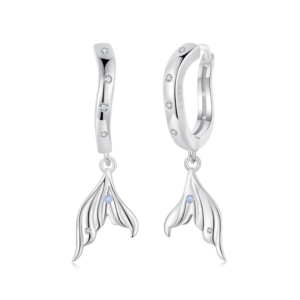 925 Sterling Silver Earrings with Nano Opal Stone and CZ in White Gold Finish