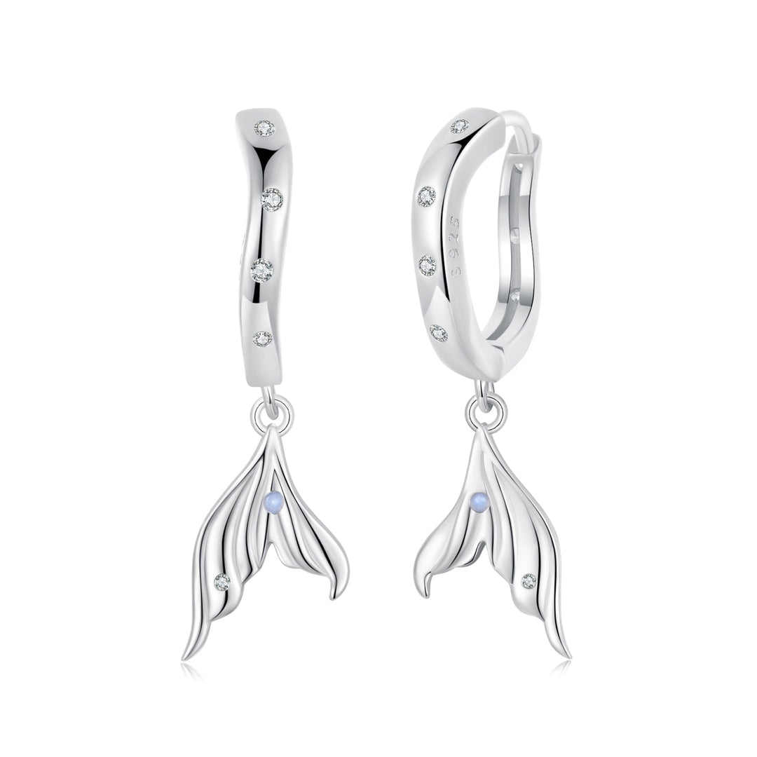 925 Sterling Silver Earrings with Nano Opal Stone and CZ in White Gold Finish