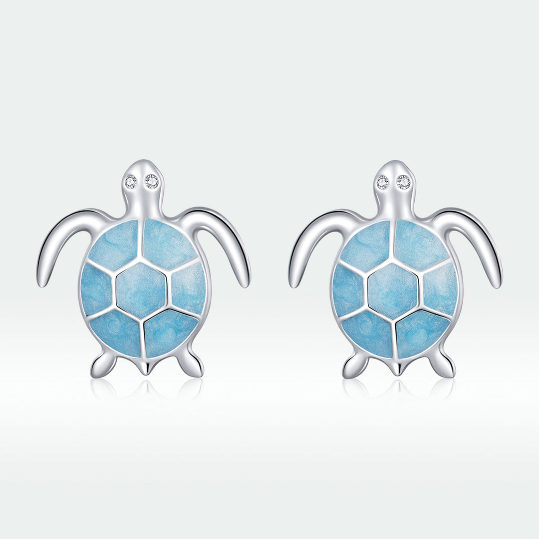 925 Sterling Silver Earrings for Women - Pavé Setting CZ with Enamel Process - 1cm