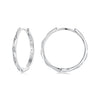 925 Sterling Silver White Gold Plated Hoop Earrings with CZ - 2.0cm