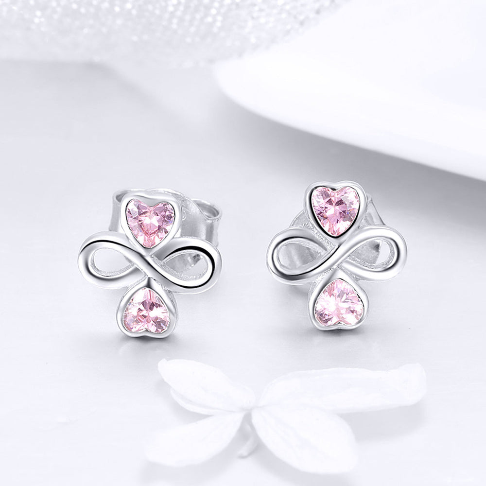 925 Sterling Silver Platinum Plated Pavé Setting CZ Earrings