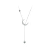 925 Sterling Silver Pavé Setting CZ Moon Necklace for Women