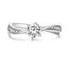 925 Sterling Silver Platinum Plated 5mm CZ Ring Size 6 for Women