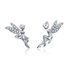 925 Sterling Silver Stud Earrings with CZ, 1.2 x 1.5cm & 1.5 x 0.9cm, Women