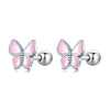 925 Sterling Silver Earrings with Enamel Process, 0.6cm, for Women
