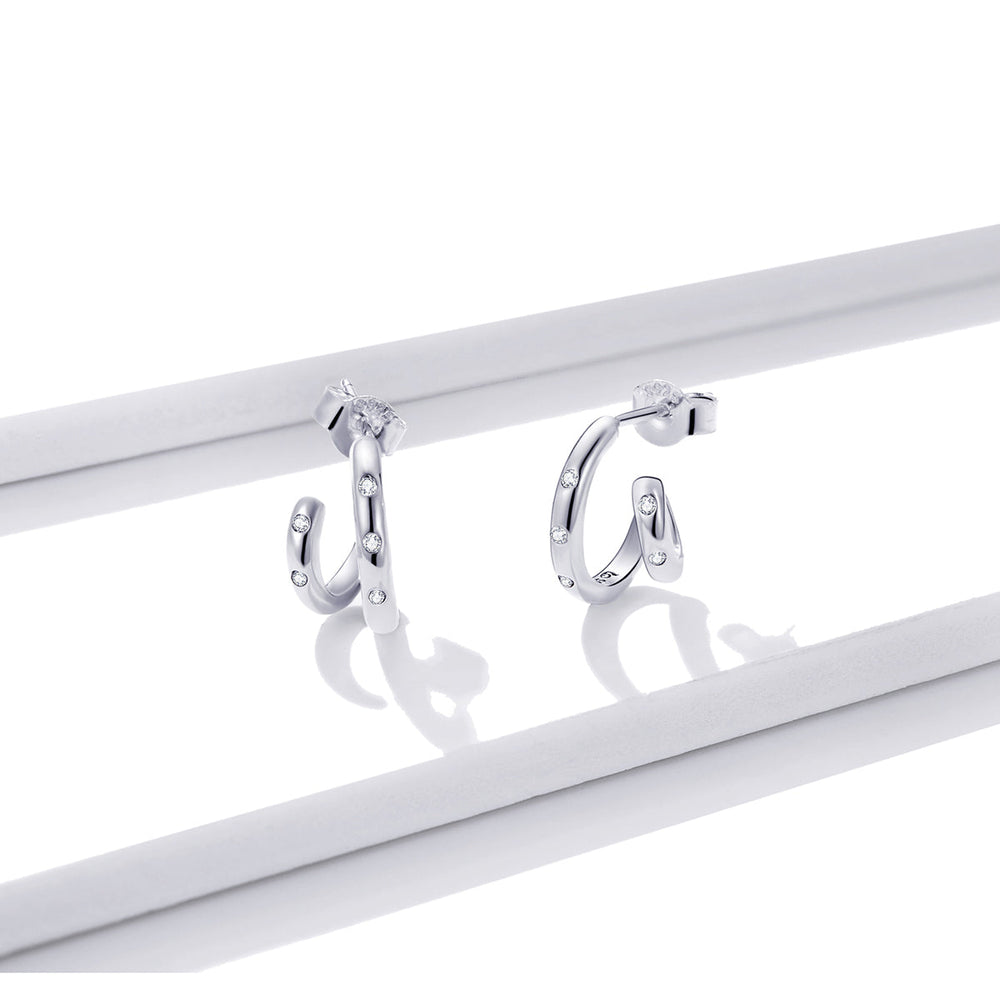 925 Sterling Silver Earrings with Pavé Setting CZ