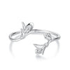 925 Sterling Silver Plated White Gold 0.7cm Flower Ring