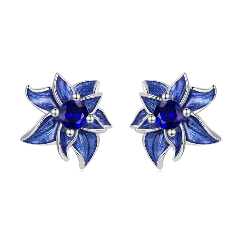 925 Sterling Silver Earrings with Enamel Process and Pavé Setting CZ