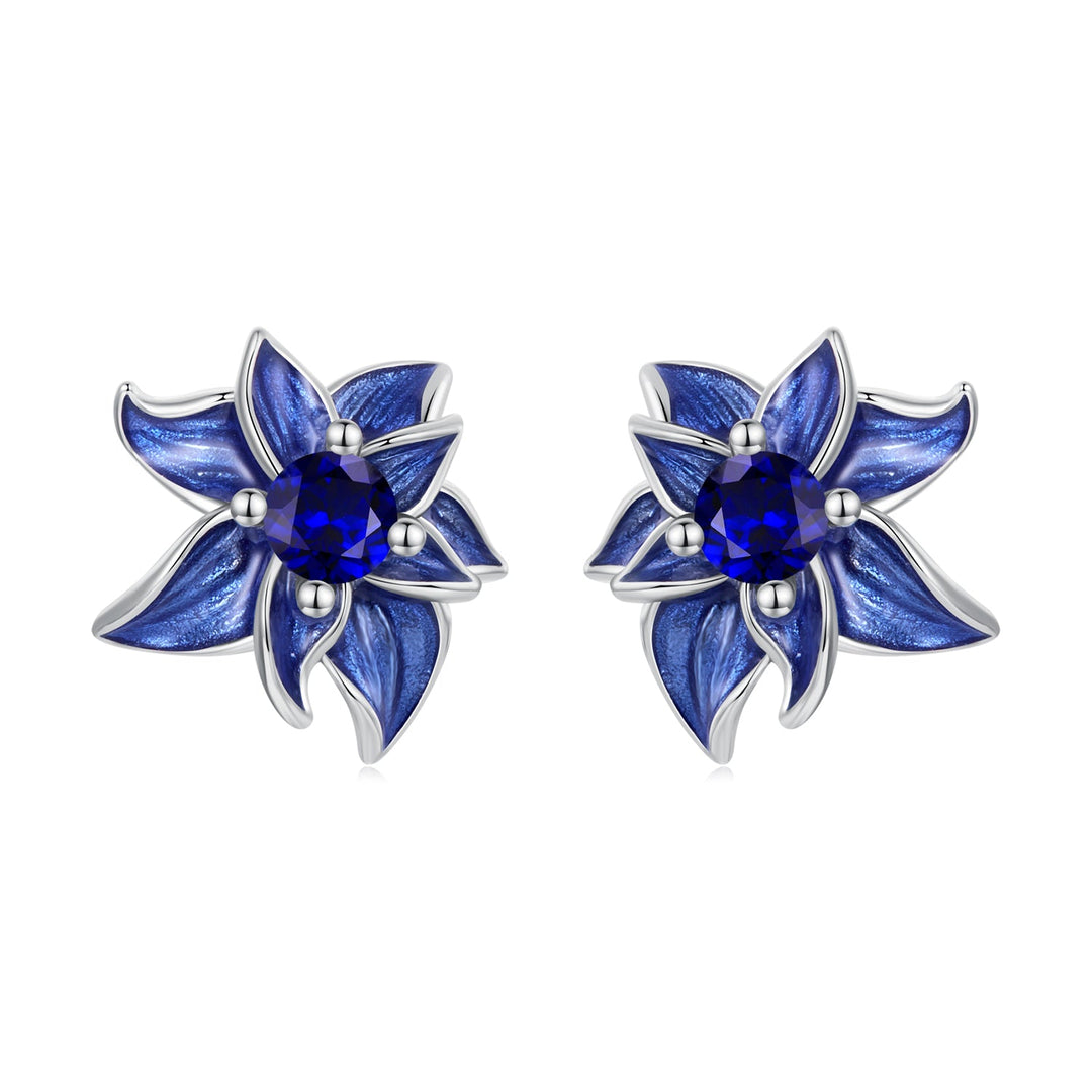 925 Sterling Silver Earrings with Enamel Process and Pavé Setting CZ