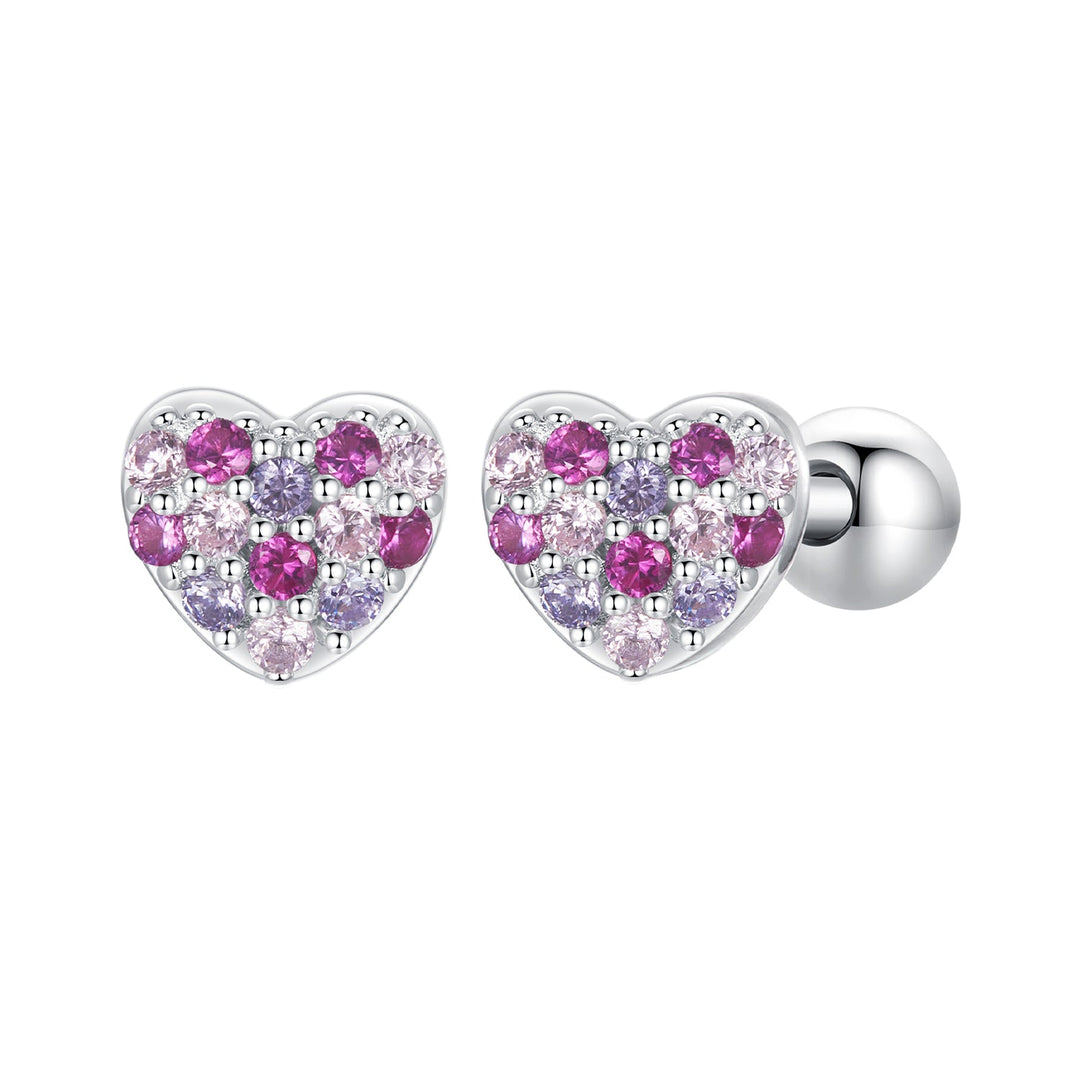 925 Sterling Silver Earrings with Pavé Setting CZ in White Gold for Women
