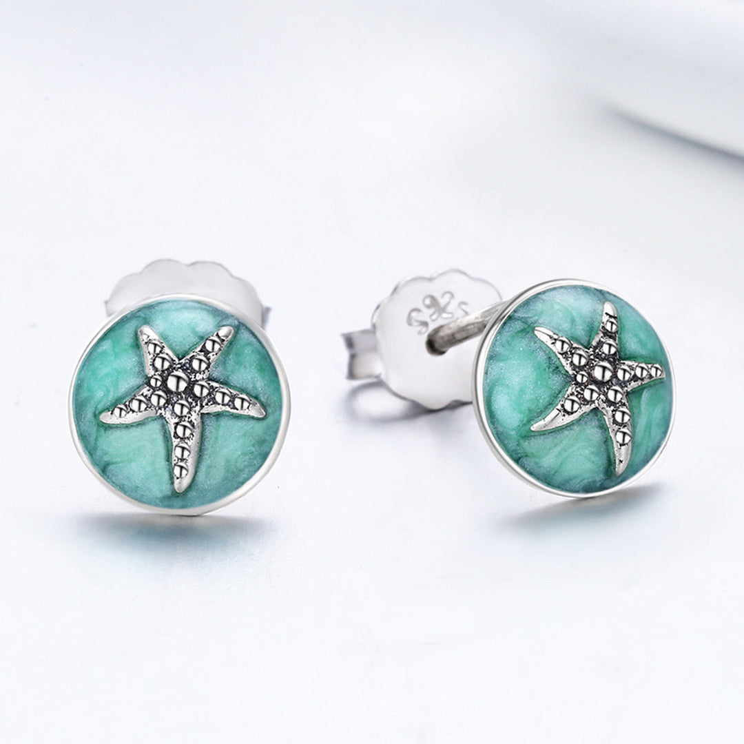 925 Sterling Silver Oxidized Enamel Earrings