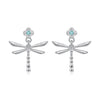 925 Sterling Silver Earrings with Pavé Setting CZ and Transparent Glass